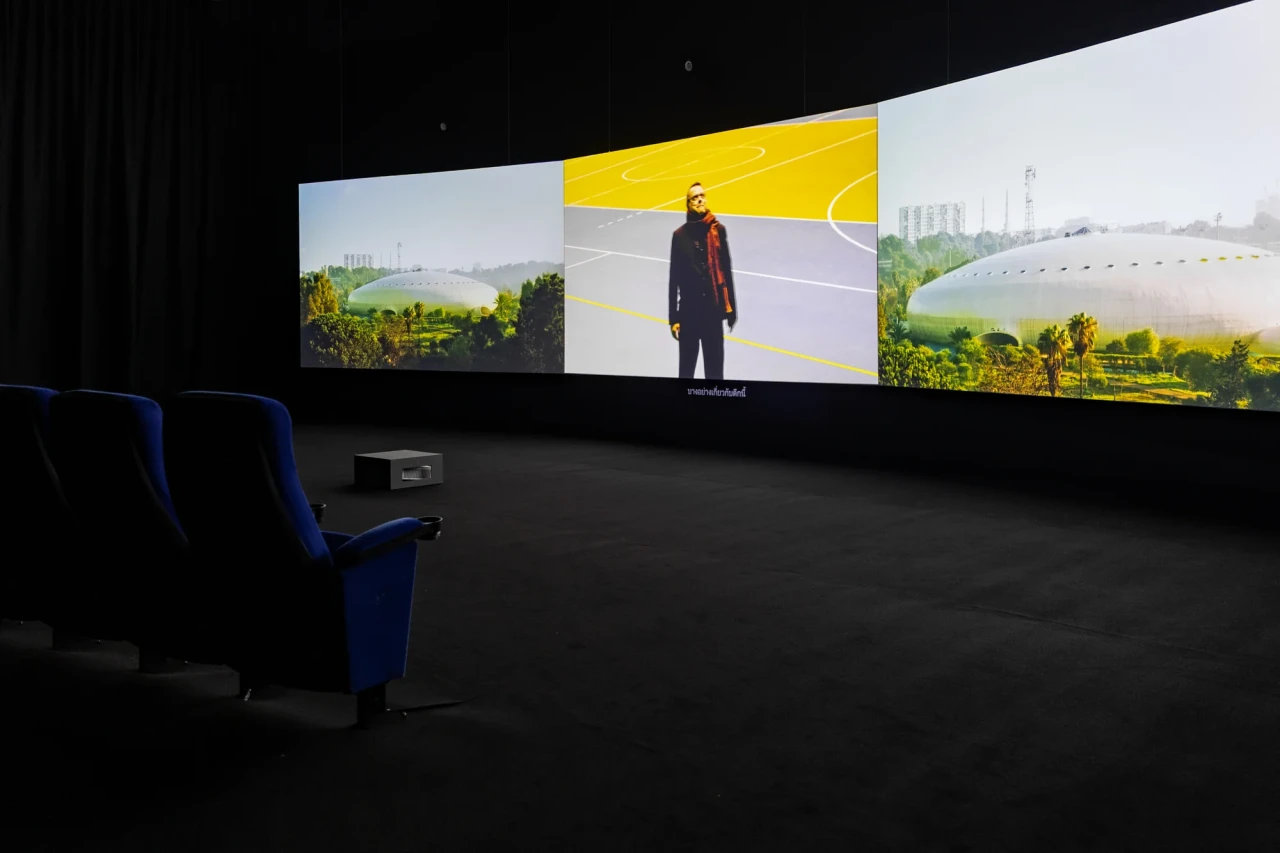 Naeem Mohaiemen (Bangladesh/USA), Two Meetings and a Funeral, 2017. Installation view at The Jim Thompson Art Center. Photo by BACC