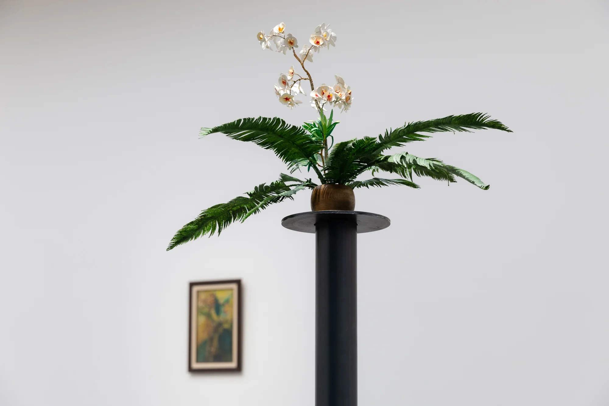 Hyphen—by Grace Samboh, with Andri Setiawan, and  Rachel K. Surijata, A roundabout: Blooming mementos, towards monument, 2025. Research showcase by Hyphen—, commissioned by Jim Thompson Art Center, with works of Arie Syarifudin, Basoeki Abdullah, chitarum, Edhi Sunarso, Kustiyah, Nadiah Bamadhaj, Nasikin Ahmad, Siti Ruliyati, and Viroj Chiam-chirawat., Dimension variable. Photo: BACC. Courtesy of the BACC © BACC